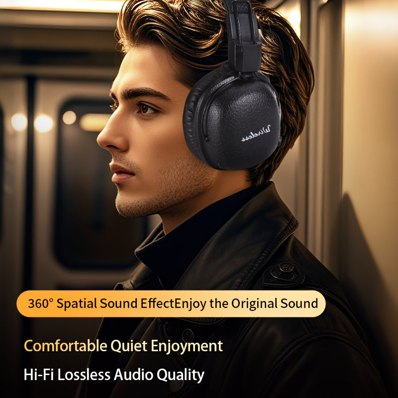 New Retro Wireless Headphones with Retractable Design, Featuring a Microphone, Bass, Suitable for Travel, Business, School, and Gifts