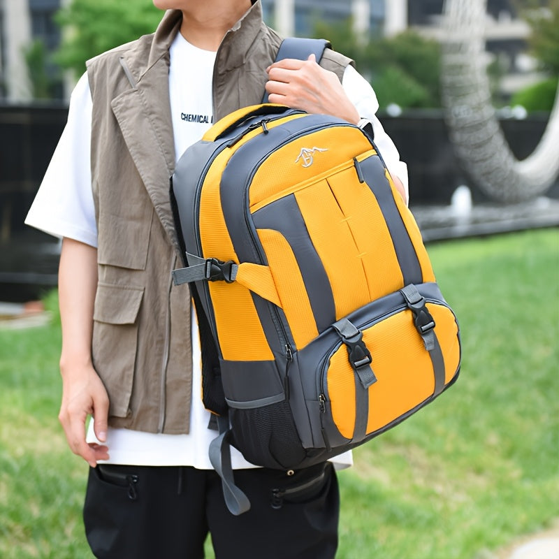 Large Capacity Outdoor Backpack for Camping Hiking Travel - Durable Soft Shell with Multiple Compartments, Adjustable Shoulder Straps & Practical Pockets - Black with Mountain Logo Design - Ideal Gift for Students & Adventurers (Christmas, Valentine's Da