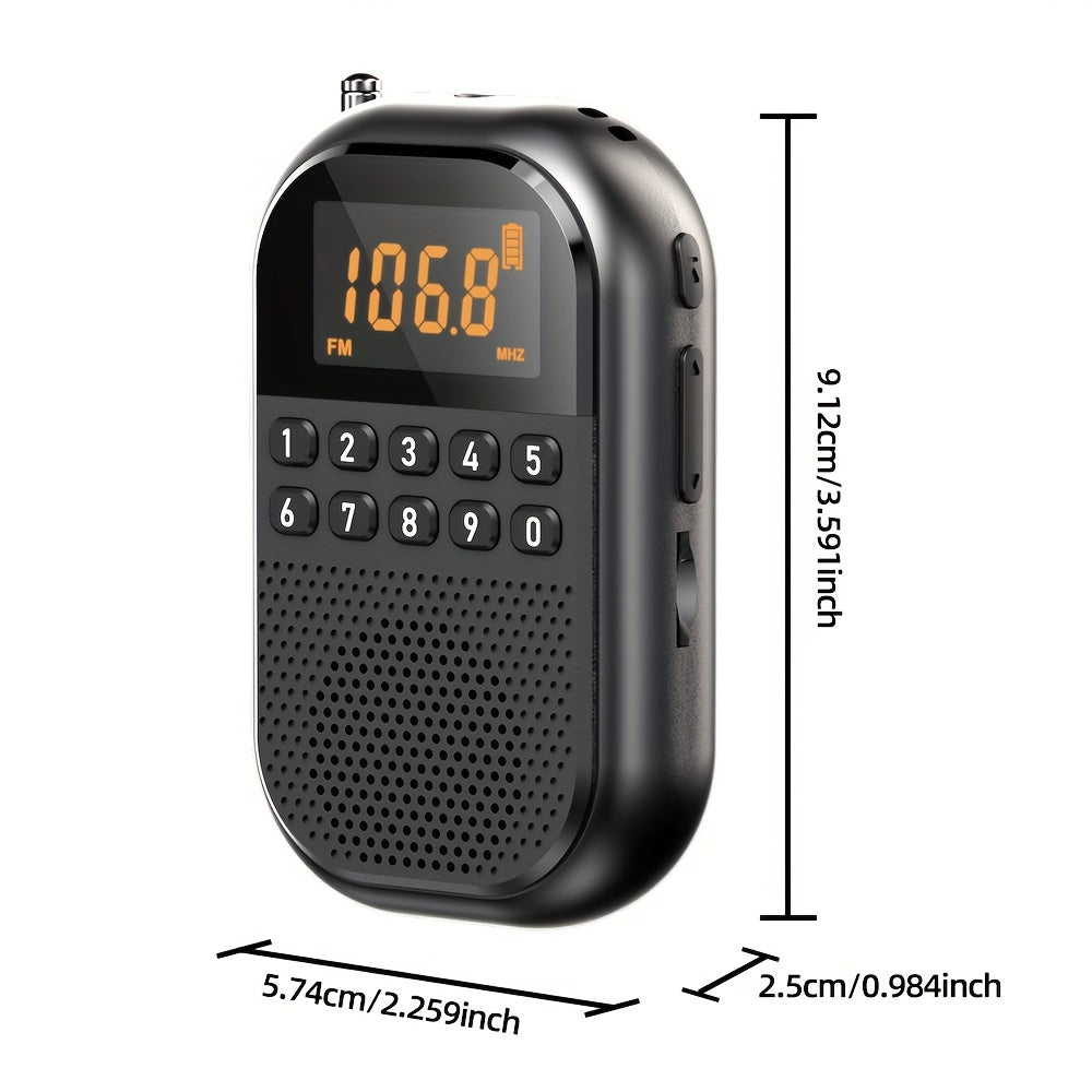Mini FM/AM Portable Radio with Wireless, Card Slot and Charging Three Search Methods + Multiple Mode Selection Wireless Plug-in Radio Suitable for Outdoor Use