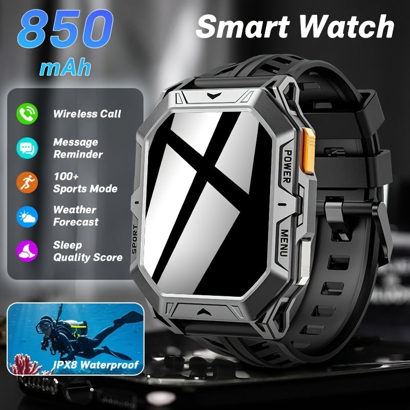 LIGE Men'S 2025 Smartwatch - IPX8, 2.13-Inch AMOLED Display, 100+ Sport Modes, Wireless Calls, 850mAh Battery, Compass, Compatible with for iphone/Android, USB Rechargeable, Durable Design - Ideal Gift for Him, Smart Fitness Tracker, Sleek Watch Design,