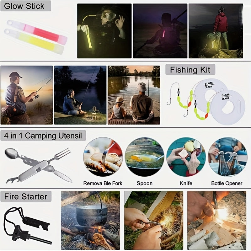 105 In 1 Emergency Survival Kit With Survival Gear Tools First Aid For Backpack GO Bag