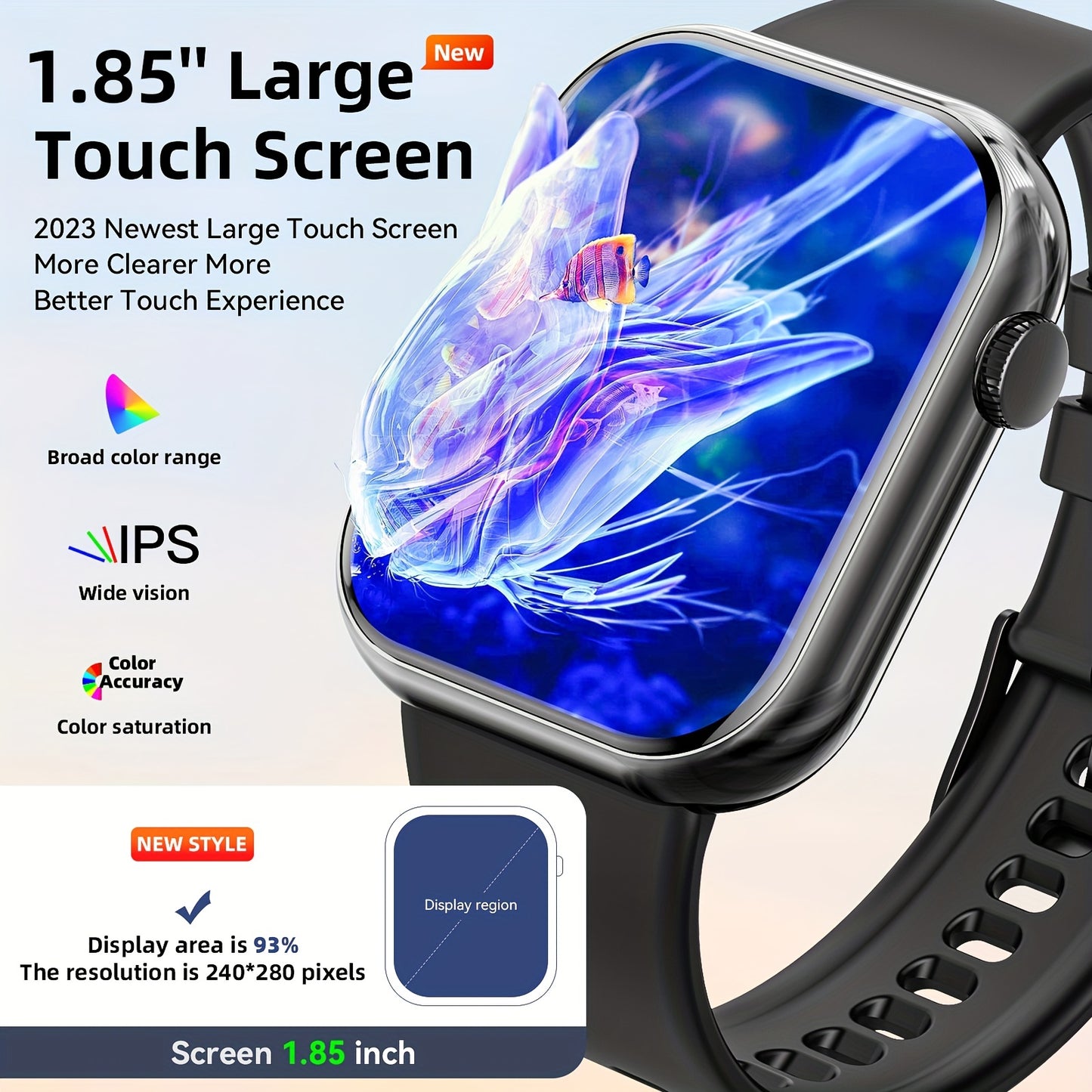 Mingwear Smart Watch with Wireless Calling, 4.65cm Full Touch Screen, IP67, 30+ Sports Modes, Sleep Tracker, Magnetic Charging, Compatible with Android/iOS - Unisex Fitness Tracker for Men & Women, Smart Connectivity Watch | Sleek Watch Design | Highreso
