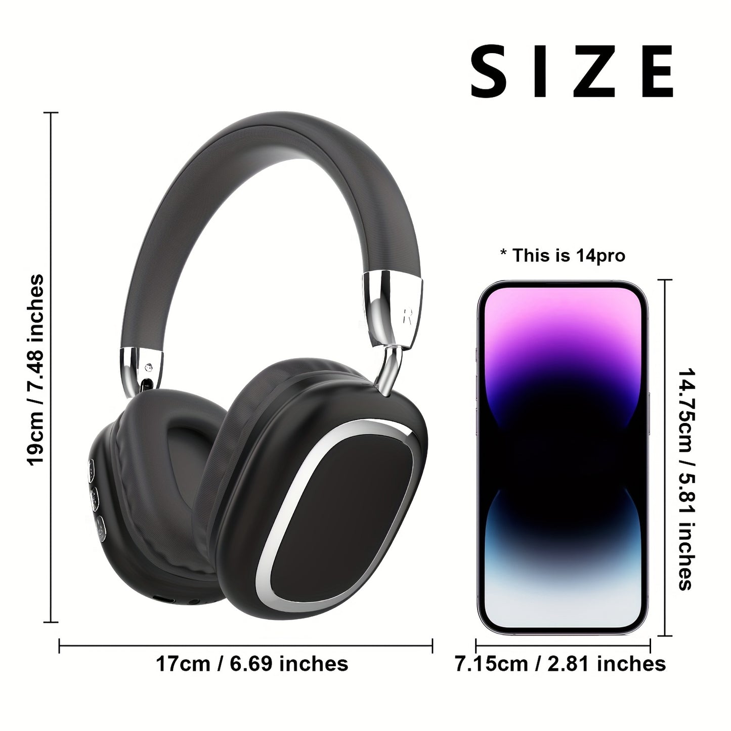 B35s Wireless Over-Ear Headphones with Wireless, Type-C Fast Charging, Long Battery Life, Surround Sound & Stereo Speakers, Compatible with PC, Tablet, Smartphone, Camera - Ideal for Gaming, Travel, Home, Office - Perfect Gift for Birthdays, Holidays, Co