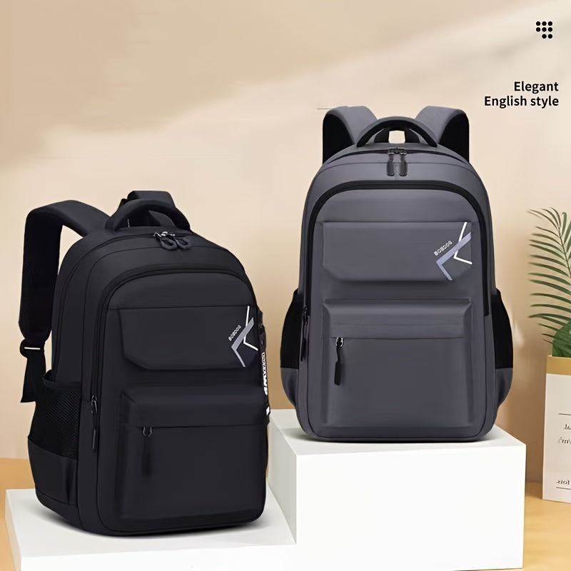 Large Capacity Nylon Backpack, Unisex Fashionable Durable Travel Shoulder Bag with Laptop Compartment - Multi-Pocket Commuter Pack for Middle School, High School & College - Easy to Wipe, Zipper Closure, Casual Daypack