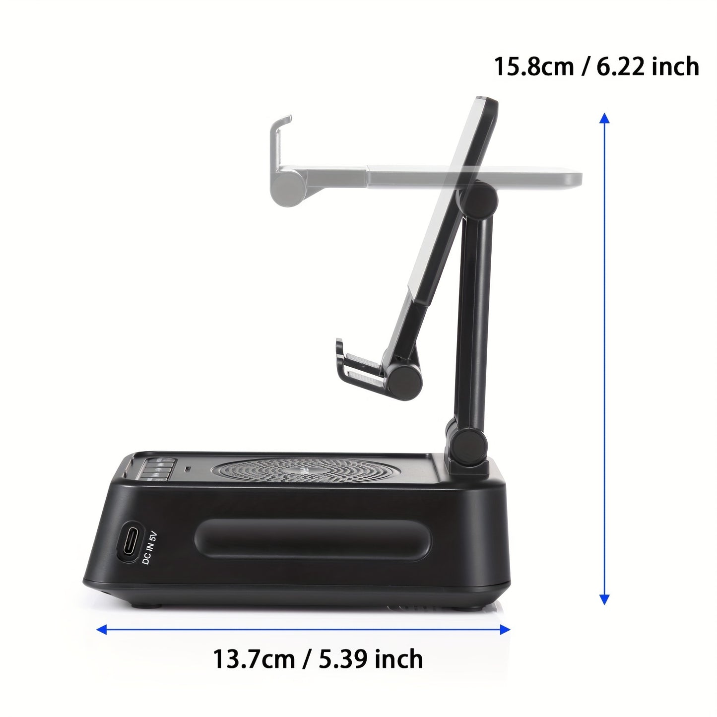 3-in-1 Phone Stand with Wireless Speaker & Digital Clock – Stereo Sound, Built-in Microphone, USB-C Charging, Ideal for Smartphones & Tablets, Perfect Gift for Men & Women, Home Office, Travel, and Camping, Phone Holder