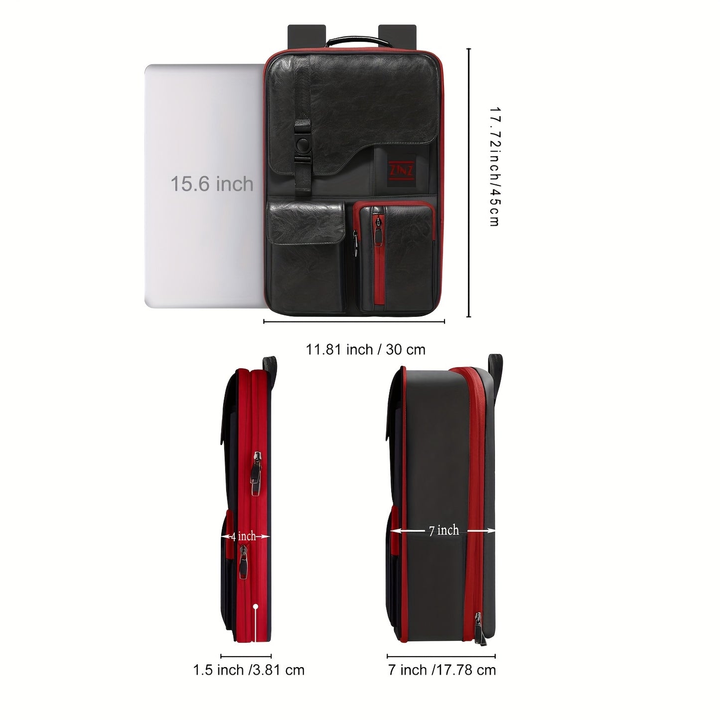 ZINZ Slim & Expandable Laptop Backpack - TSA Approved Business & Travel Backpack with Expandable compartment, Front Zipper Pocket, Lightweight Polyester Laptop Bag for 15/15.6/16 Inch Laptops, Compatible with MacBook Air/Pro/PCs - for Men & Women (Profes