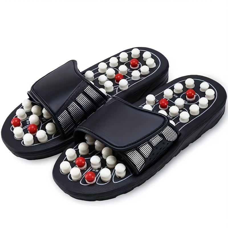 Men's Rotating Acupressure Massage Slippers - Ergonomic EVA Sole Reflexology Foot Massager with Pressure Point Stimulation, Slip-On Design for Home & Casual Use, All-Season Comfort (Black), Therapeutic Footwear, Soft Cushioning, Wellness Enthusiasts