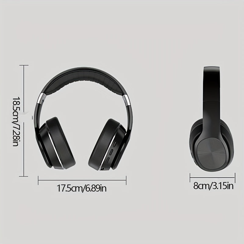 High-End Over-Ear Wireless Headphones with Metal Folding Design, Surround Sound, Wireless, TF Card/Radio Modes, USB-C Charging, Ergonomic Comfort for Sports, Gaming & Running - Blue & Golden