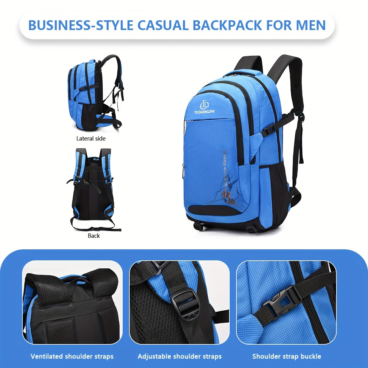 Myco 40.01 L Carry-On Backpack with 43.18cm Laptop Compartment - Durable Polyester, Adjustable Straps, Multiple Pockets, Secure Zipper Closure - Ideal for Travel, Hiking, Casual Use (Black, Red, Blue, Gray), Hiking Backpack, Travel Accessory, Modern Back