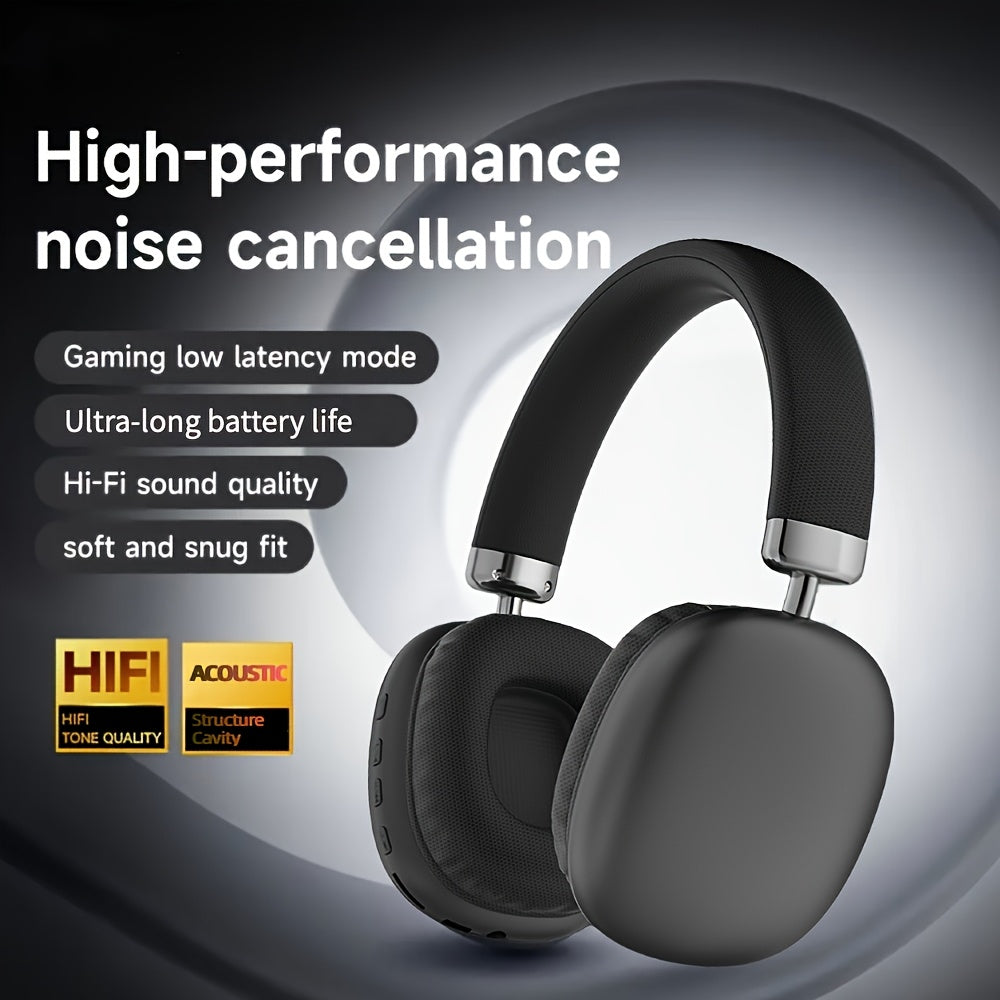 Over-Ear Wireless Headphones - 20H Playtime, Comfortable & Foldable, Wireless Connectivity, Noise-Canceling Mic, USB Charging Case, Ideal for Travel & Home, Black, Music Listening, Sleek Design, Durable Plastic