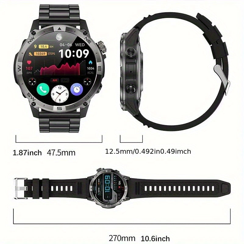 GPS Smart Watch with 6 Satellite Positioning, 1. 109.22cm AMOLED Screen, 466*466px, Built-In GPS, Altimeter, Barometer, Compass, Fitness/Wellness Tracker, Wireless Call, Games, 530mAh Long Battery Life, High Quality, 100+ Sports, NFC, AI Voice, Compatibl