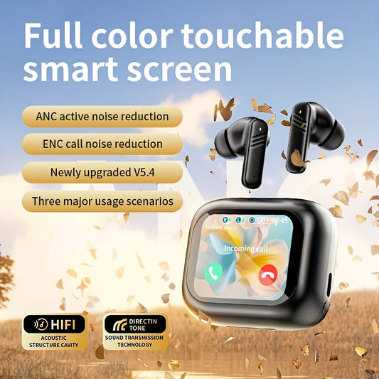 2025 New Smart Touch Screen Headphones - New Upgraded Universal Sports Earbuds with Multiple Language Switching, Suitable for DJ and gaming,Built-in Mic & Sound Quality Control - Compatible with Apple, for, for VIVO, Xiaomi, OPPO, etc