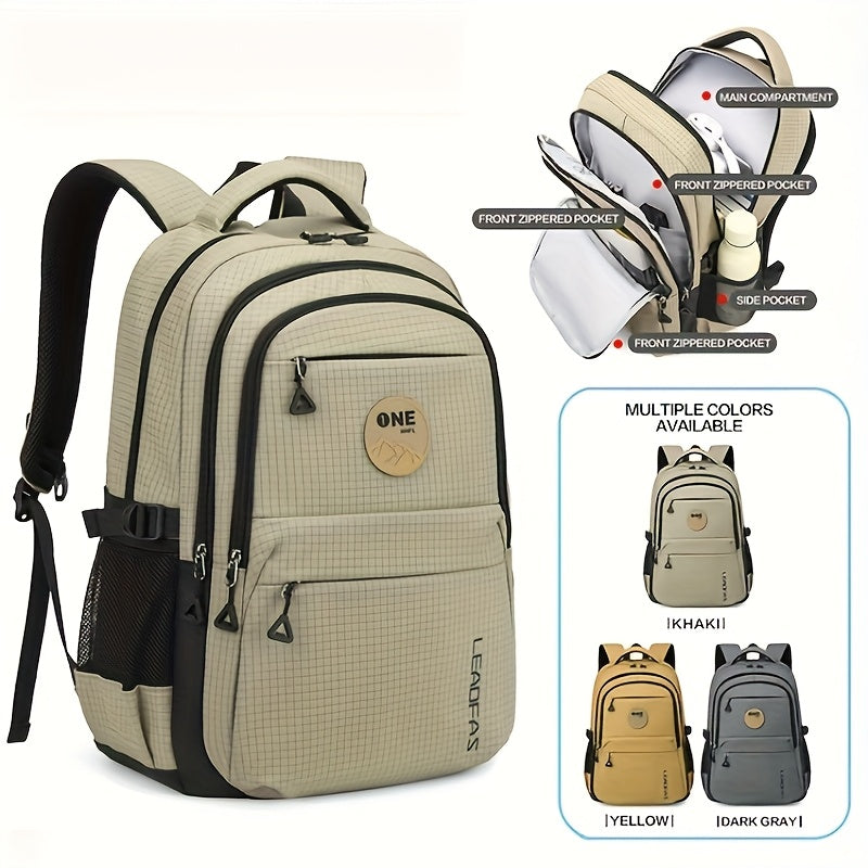 Earth Uncle Large Capacity Backpack for Men & Women - Adjustable Shoulder Straps, 40.64 cm Laptop Compartment, Durable Travel Backpack with Multiple Pockets, Padded Front & Side Pockets, Stylish Unisex Design for School, Commuting, Outdoor Sports (Black/