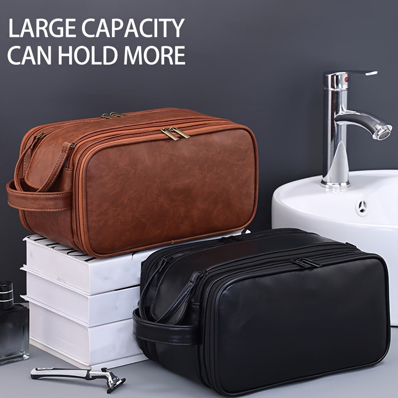 1pc HEART LEAF Multifunctional Lightweight Travel Organizer Bag - Brown Synthetic, Zipper Closure, Compact Design for Camping, Hiking & Outdoor Adventures, Hiking Gear, Minimalist Style, Sturdy Construction