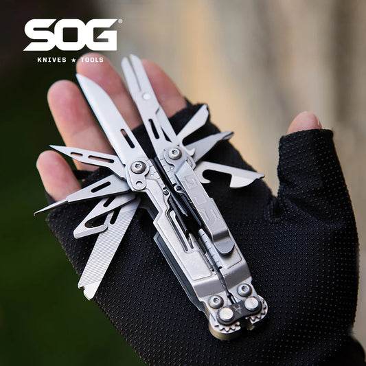 SOG PowerPint 18-in-1 Tactical Multi-Tool with Folding Pliers & Knife - Compact EDC Gear for Outdoor Camping, Survival & Hiking