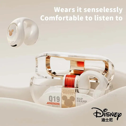 Disney Earphones Bluetooth Wireless Clip-On Earbuds High Quality HIFI Sound Headphones Earclip Noise Canceling Gaming Sports Q19