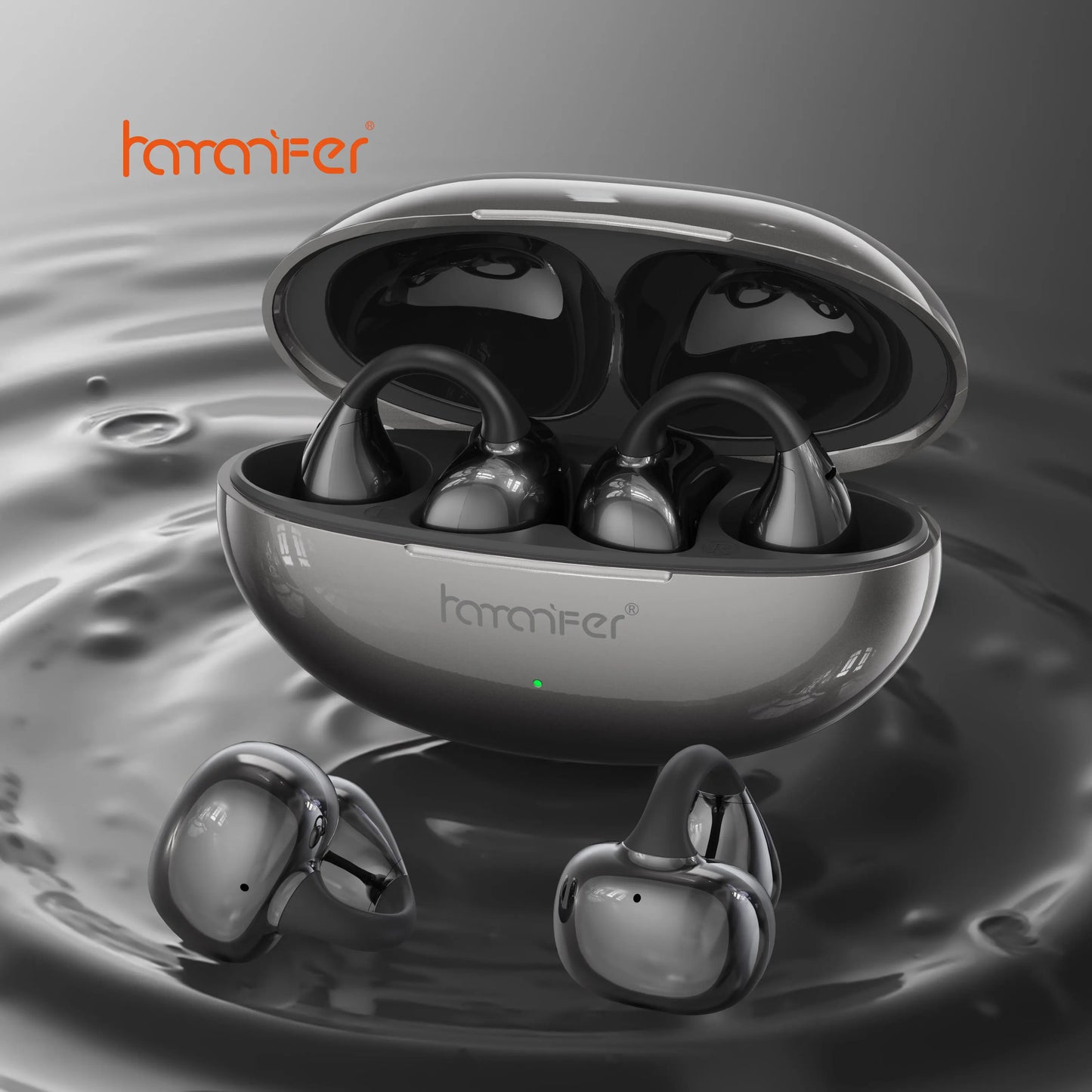 HAMANFER HM11 Bluetooth 5.4 Clip On Wireless Headphones Earphones Ear Hook TWS Sports Gaming Headset Noise Cancelling Stereo Ear