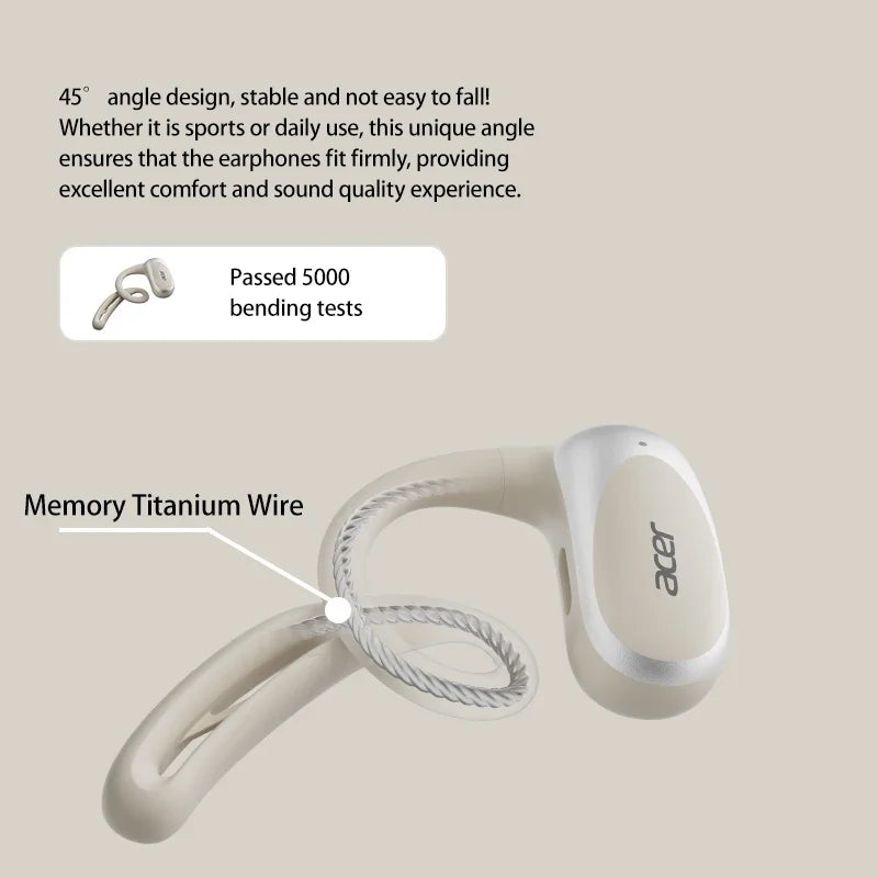 Acer OHR-517 Open-Ear Wireless Headphones Hi-Res with LDAC OWS Earphones Bass Boost Bluetooth 5.4 Earhook Sport Earbuds 48Hrs