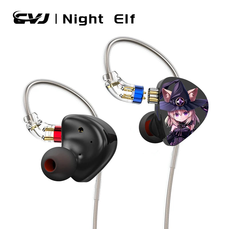 CVJ Night Elf Dual-Channel 3 Dynamic Driver In-Ear Wired HIFI Headphones High-Quality Earbuds with Microphone 3.5mm
