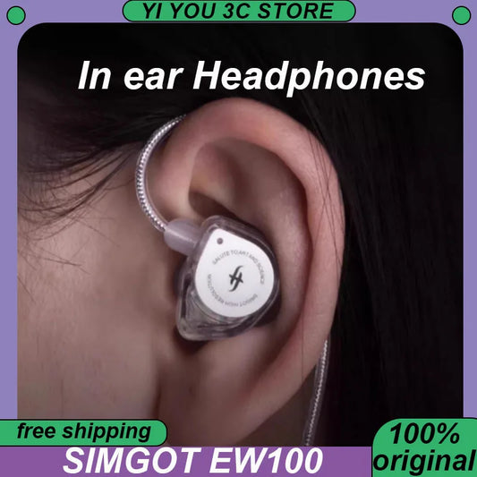 SIMGOT EW100 Wired Earphone In-ear Hifi Sound Stereo Portable Headset Esports Music Laptop Headphones With Mic Custom Earbuds