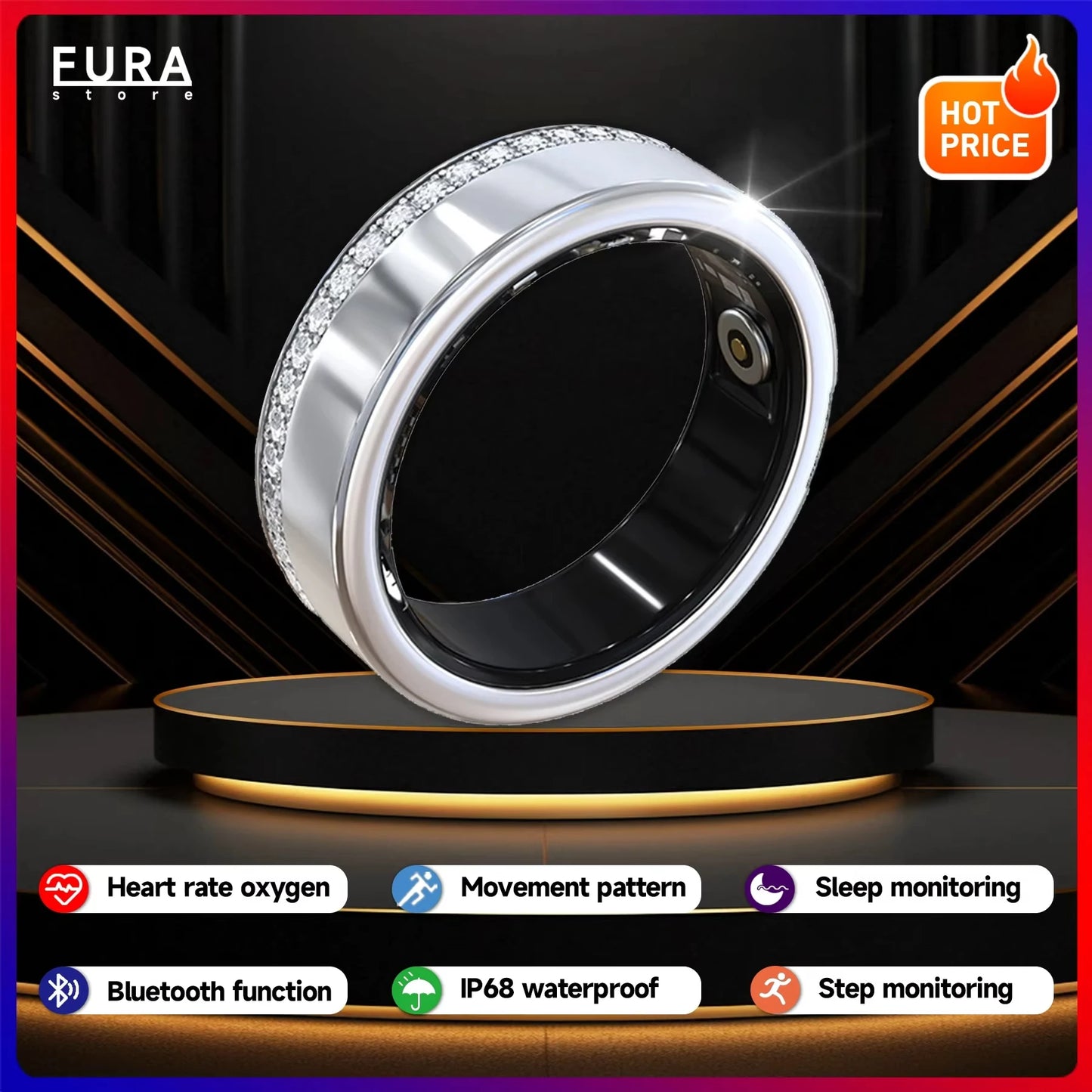 2025 New V8 Smart Ring Sleep Heart Rate Monitor IP58 Waterproof Bluetooth compatible with 5.0 multiple sports modes Android IOS