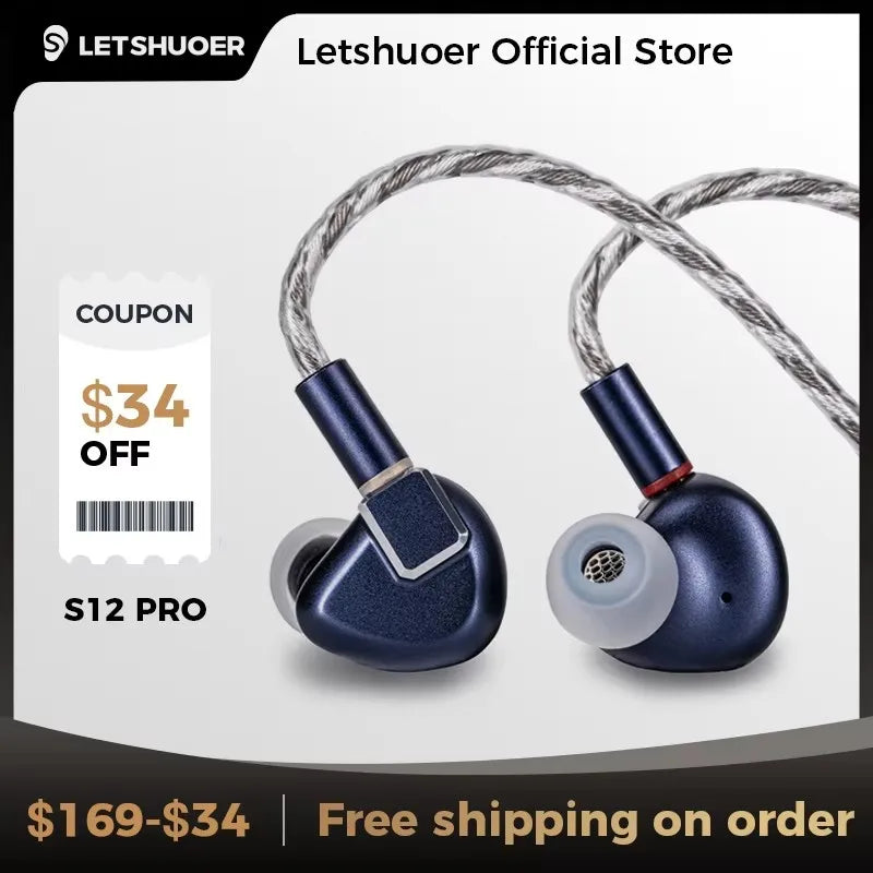 Letshuoer S12 PRO Wired In-ear Hifi Earphones 14.8mm Planar Magnetic Driver IEMs Hi Fi Headphone Audio Monitor