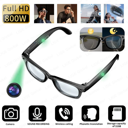 LIGE New AI Glasses HD Anti-shake Camera Video Recording Smart Glasses Voice Call Wireless Bluetooth Call Translation Sunglasses