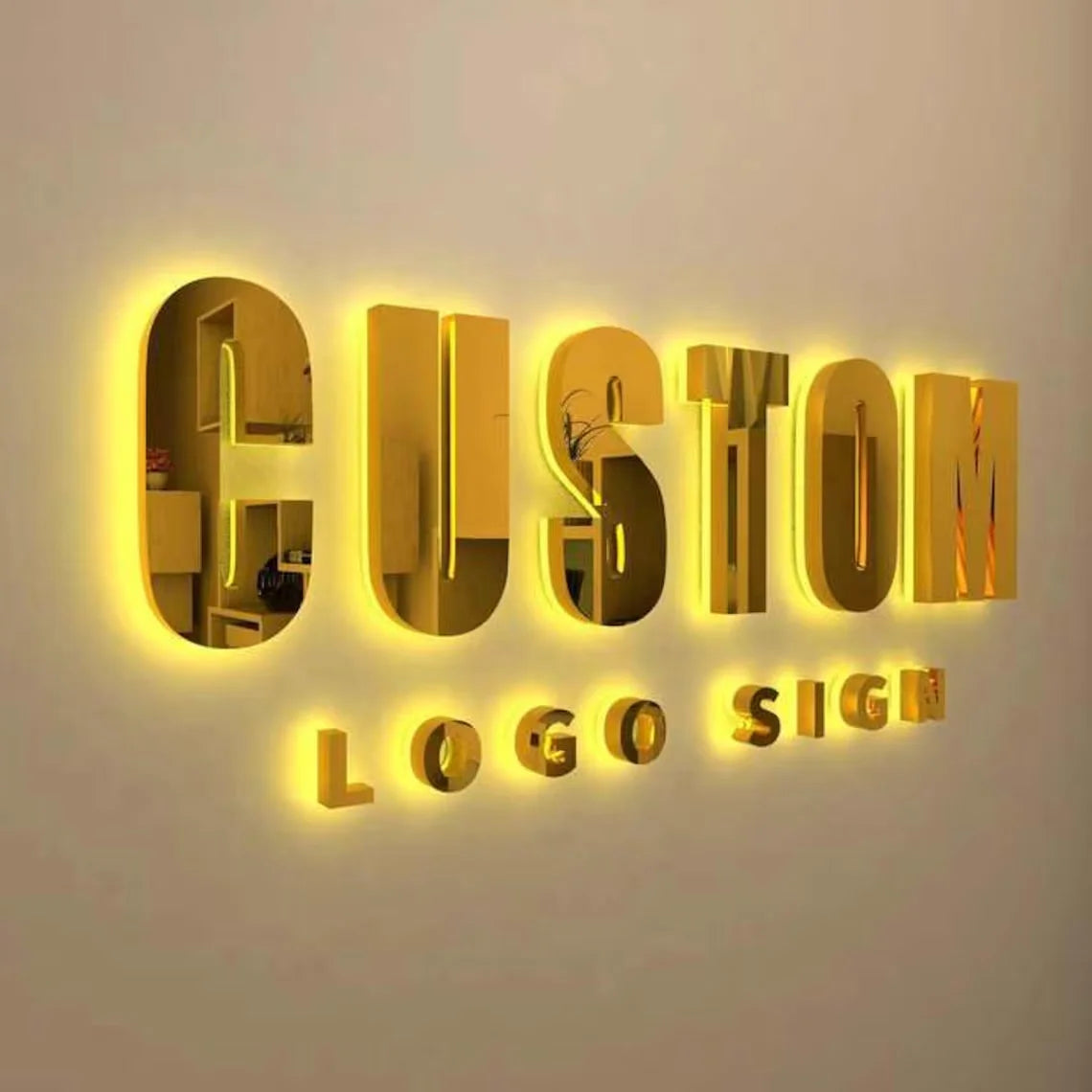 Custom Backlit Sign Led Illuminated Business Logo Signage Large RGB Metal Letter Stainless Steel Storefront Backlit Outdoor Sign