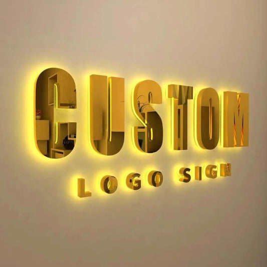 Custom Backlit Sign Led Illuminated Business Logo Signage Large RGB Metal Letter Stainless Steel Storefront Backlit Outdoor Sign