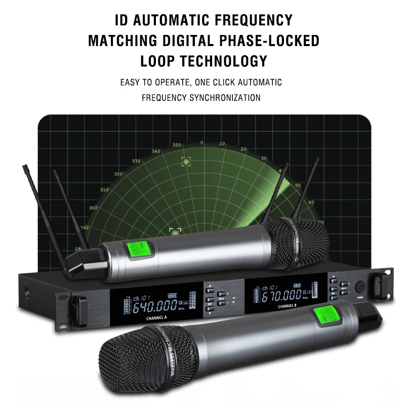 Professional Wireless Microphone  UHF Karaoke One Drag Two KTV Stage Wedding Performance Conference Microphone