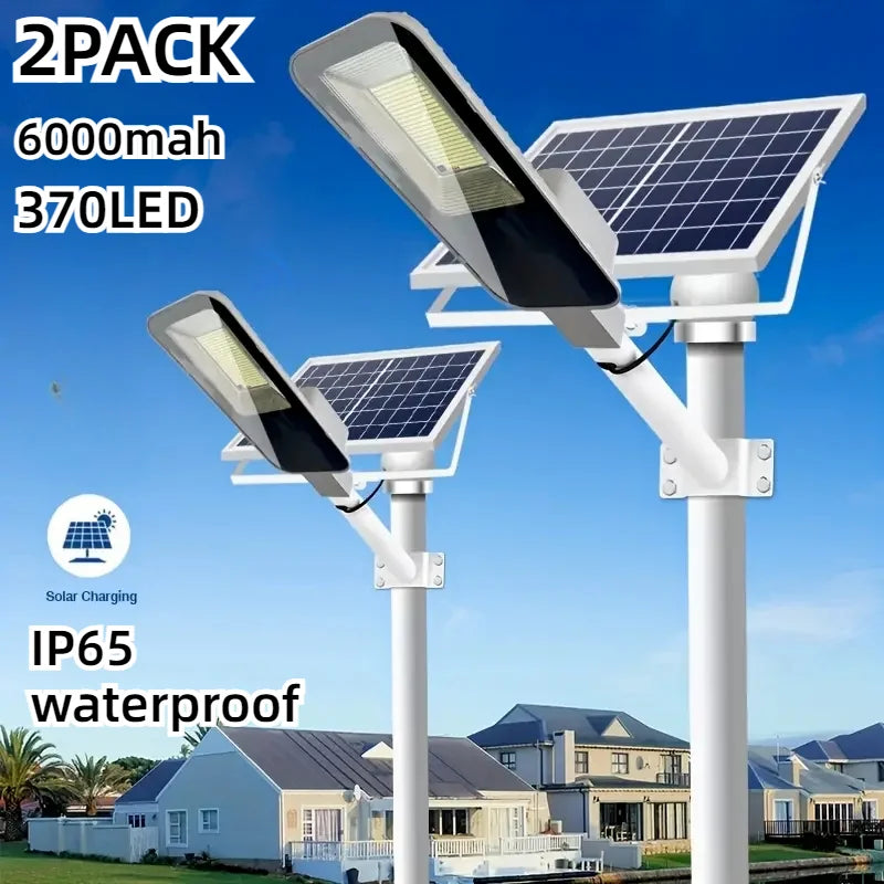 2PCS 200W Powerful Solar Light Outdoor Solar Street Light 6000mah Waterproof Automatic Dusk to Dawn Wall Light For Garage Garden
