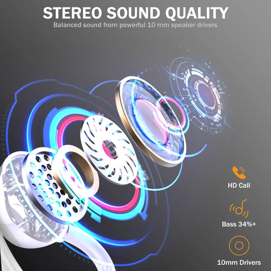 Wireless Earbuds, Bluetooth 5.3 Earbuds Stereo Bass, in-Ear Noise Cancelling Mic, Earphones IP7 Waterproof Sports, 40H Playback.