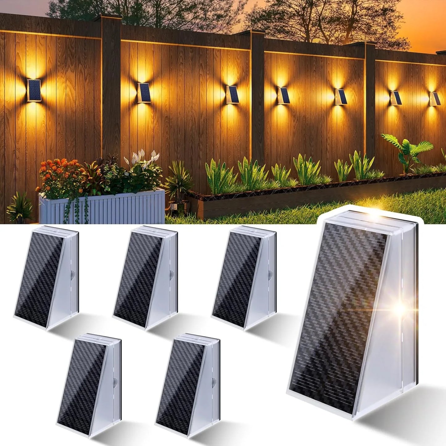 1/4/6 Packs Solar Lights Outdoor Deck & Wall Lights IP65 Waterproof LED Solar Fence Lights for Garden, Stairs, Patio, Yard, Pool