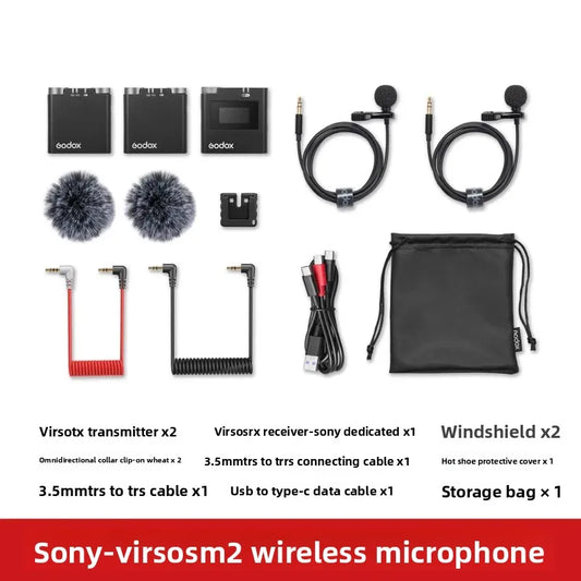 Wireless Virso S Lapel Microphone M2 One to Two Outdoor Live Shooting Noise Reduction Built-In Recording Microphone by None( AE