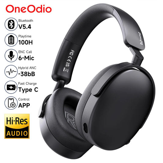 Oneodio SuperEQ A200 ANC Wireless Bluetooth 5.4 Headphones Active Noise Canceling Over Ear Headset With ENC Mic Hi-Res Audio APP