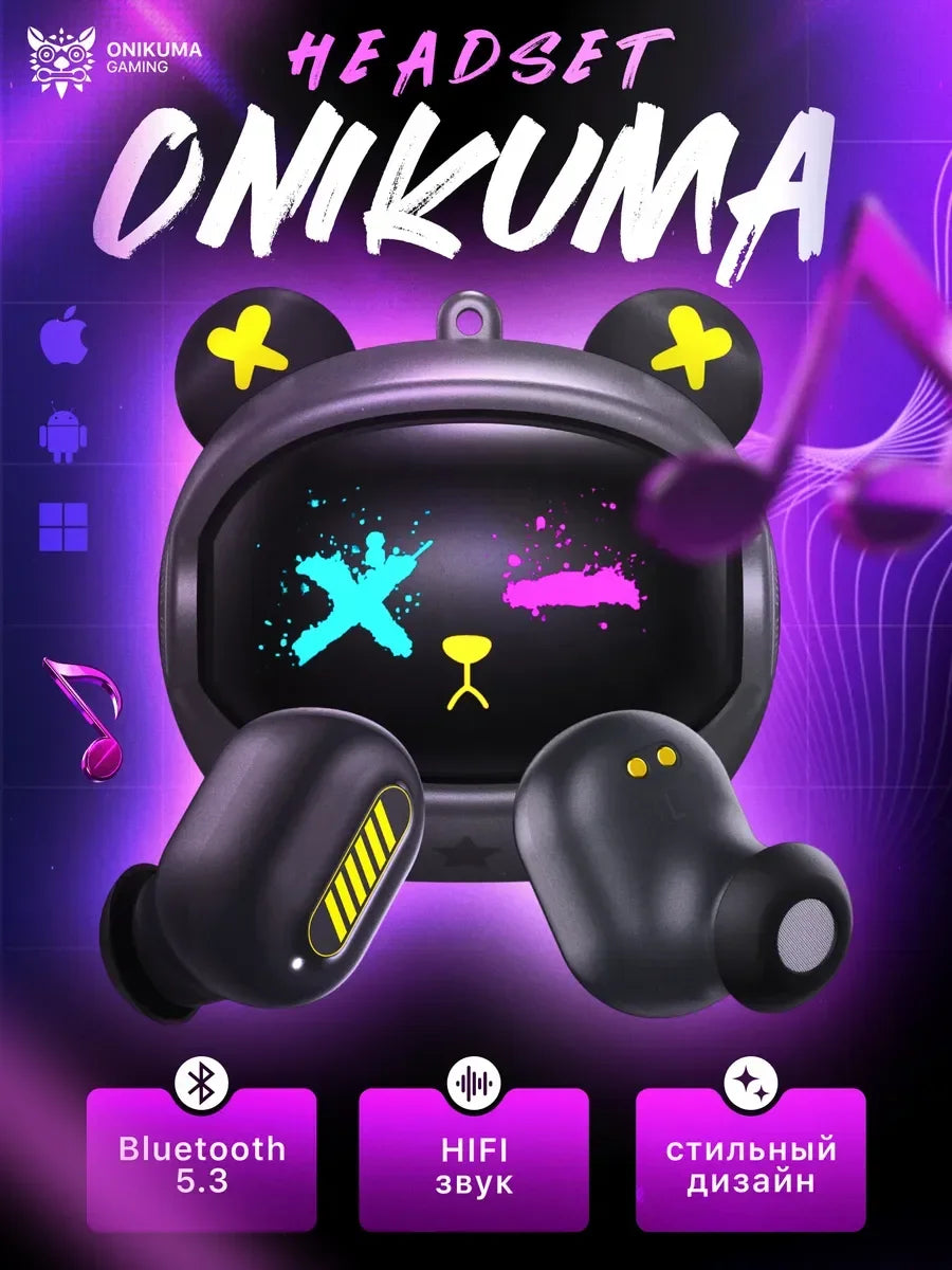 ONIKUMA T20 Gaming Headset 2025New Wireless Rotating Flip-Top Design Earbuds HiFi Stereo In-Ear Touch Control Headphone with Mic