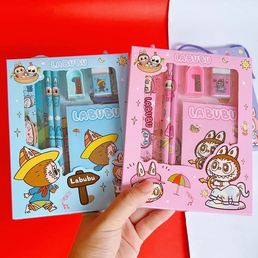 Cartoon Stationery Set Cute Pencil Eraser Set Student Pencil Sharpener Stationery Gift Box Learning Stationery
