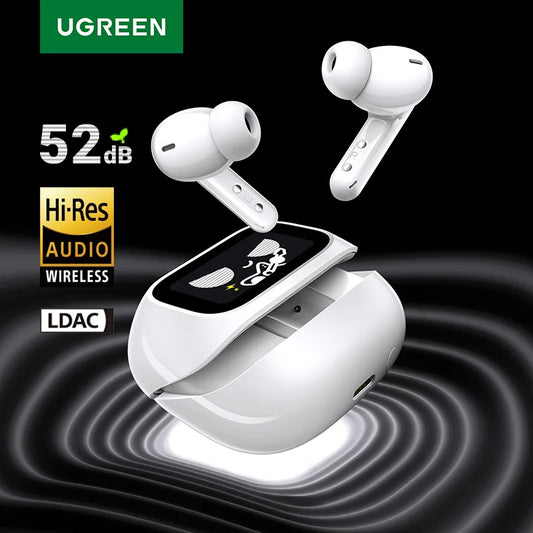 UGREEN LCD Full Color Smart Screen Wireless TWS Bluetooth Earphones Earbuds 52dB Active Noise Cancelling ANC In Ear Headphones