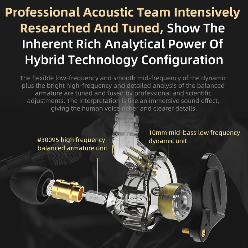 KZ ZSN pro X In-Ear Monitor Headphones 2-Pin HiFi Wired Earbuds 20Hz-20KHz 2Pin Cable for Gaming And Music