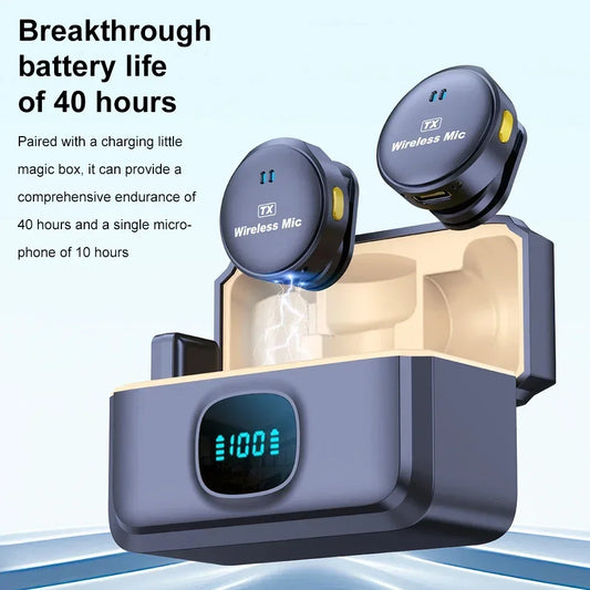 Wireless Magnetic Button Collar Microphone 164ft Range Lapel Mic 40H Battery Lavalier Mic with Charging Case for Video Recording