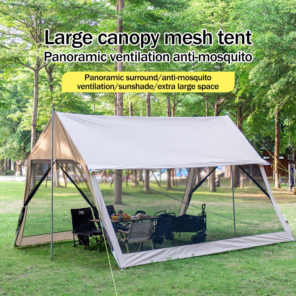 210D Outdoor 6-10p family camping anti-mosquito large canopy Portable folding tent sun protection waterproof beach park