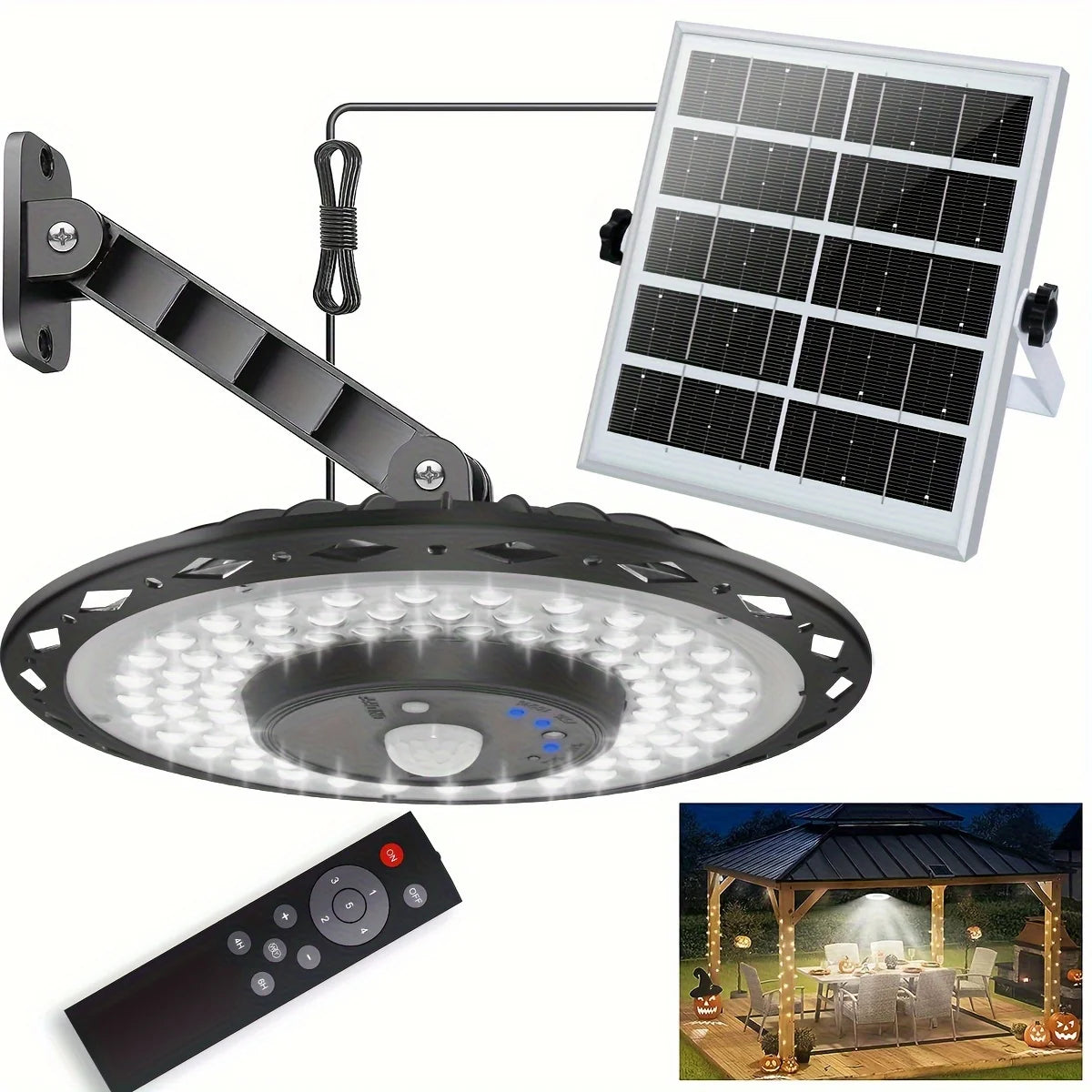Solar Pendant Lights Adjustable Color Brightness Solar Lights Dimmable Outdoor Solar Lamp with Remote Control IP65 Waterproof