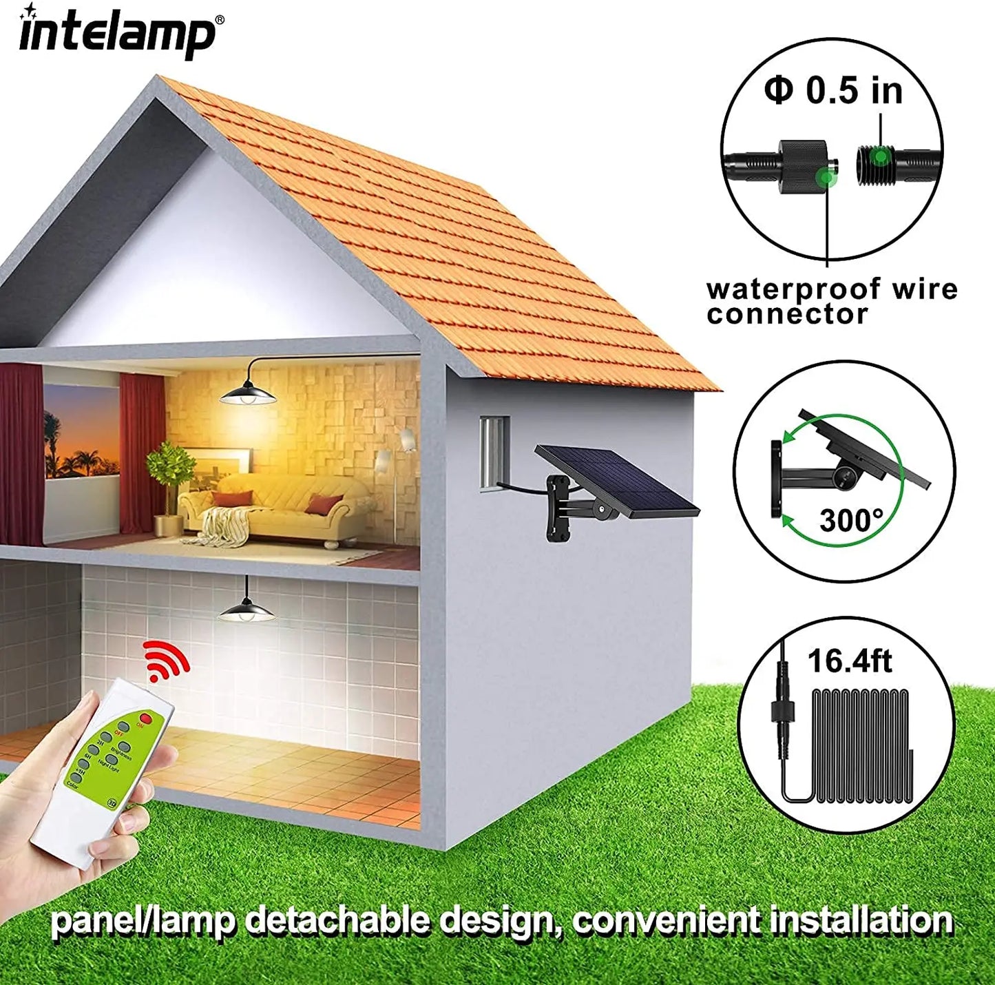Solar Pendant Lights Super Bright IP65 Waterproof Chandelier Decoration Outdoor Solar Lamps With A Remote Control