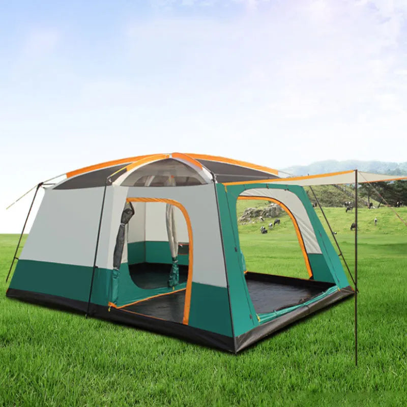 3 Sizes Tent Two-bedroom 1 Living Room Large Family Camping Tent 5-8-12 Person Leisure Camp Tent Rainproof Outdoor Indoor Hourse