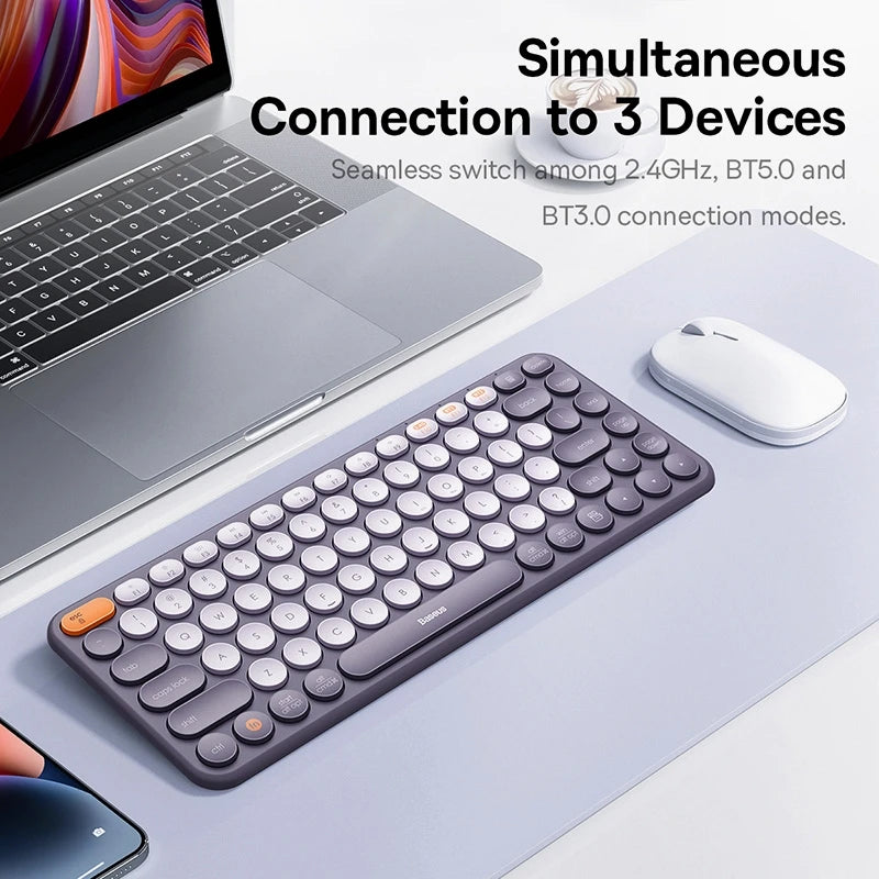 Baseus K01 Bluetooth Wireless Keyboard for MacBook for iPad Air Pro PC Tablet Laptop 84 Key Slim Three Mode 2.4G Silent Keyboard