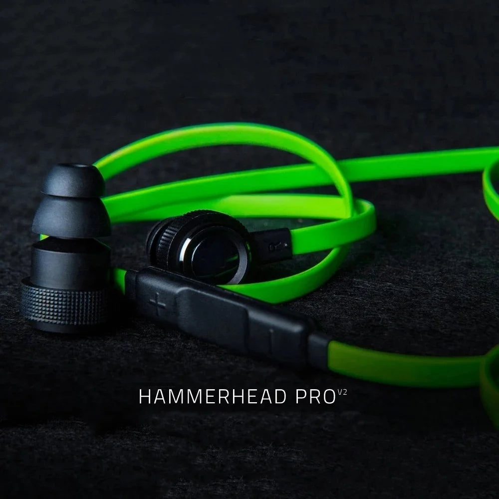 Razer Hammerhead PRO V2 Headphones Wired Portable Stereo Music Bass In-Ear Sports Earphones 3.5mm  with Mic Handsfree Call Phone