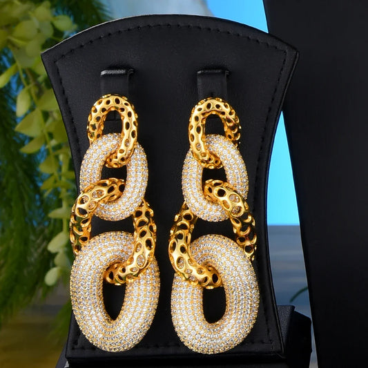 Hiphop Cuban Big Links Full Micro CZ Luxury African Jewelry Set For Women Wedding Party Zircon Crystal Indian Neckalce African