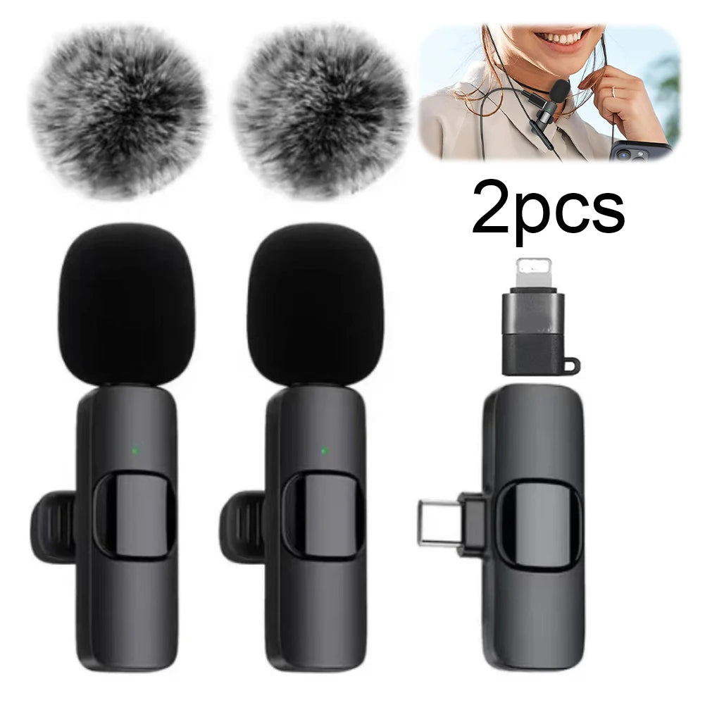 Video Record Microphone Noise Canceling Mini Microphone System 2.4G Intelligent Microphone for iPhone Computer Tablet Camera