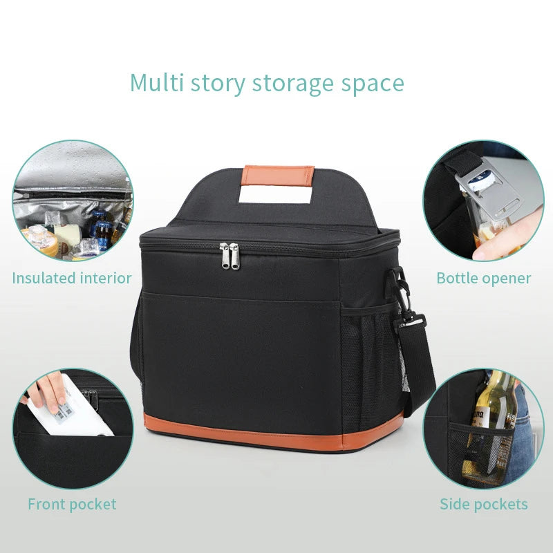 Insulated Thermal Cooler Bag Beer Lunch Bag Outdoor Cooler Box Foods Drink Storage Leakproof Picnic Camping Bags Camping Fridge