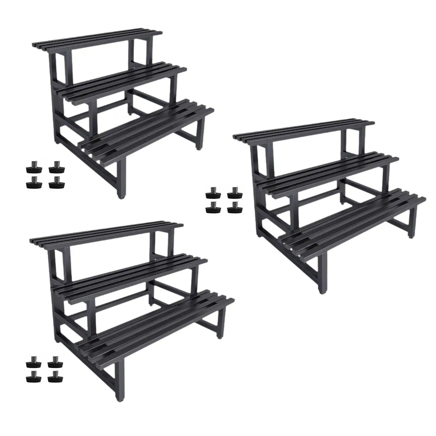 Metal Plant Stand Black Freestanding Stable 3 Tier Planter Display Shelf for Office Balcony Indoor Outdoor Garden Flower Store